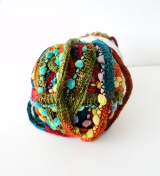 Ruffle scarf yarn - Multicolor -yellow red green blue purple navy ... Made in Turkey  soft ,warm ,unique ,best yarn,2013 ruffle scarf trends