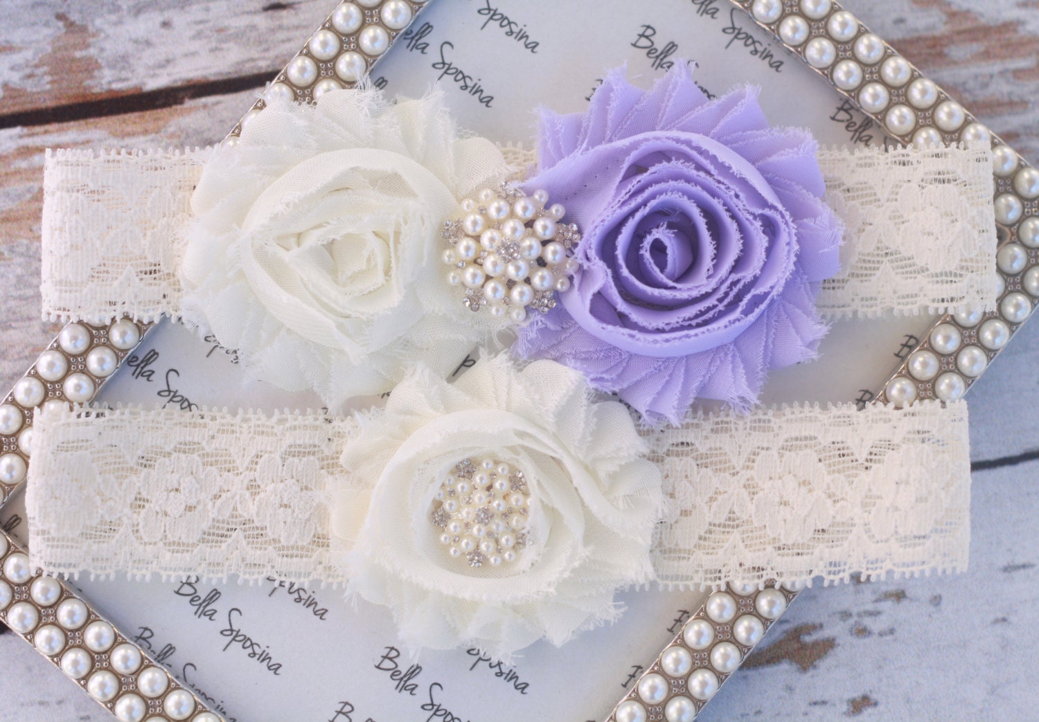 Lavender Wedding Garter - Periwinkle and Ivory Bridal Garter and Toss Garter - Light Purple Garter
