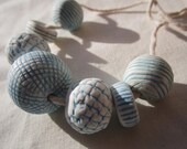 Ceramic Turquoise and White Bead Set - Textured Porcelain Made in South Africa