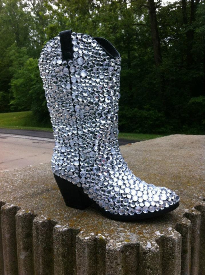 Custom Rhinestone Cowboy Boots by TietheKnotCreationz on Etsy