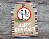 PERSONALIZED & CUSTOM Printable Gift Tags: Happy Birthday, Kid, Child, Boy, Preppy Alligator, Monogram - PDF File, You Print