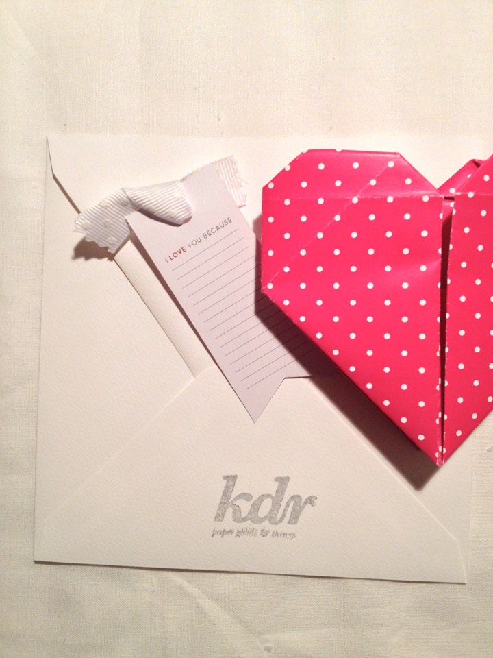 Pink Polka Origami Valentine