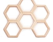 Set of Six Modern Wooden Hexagon Shelves - Custom Shelving