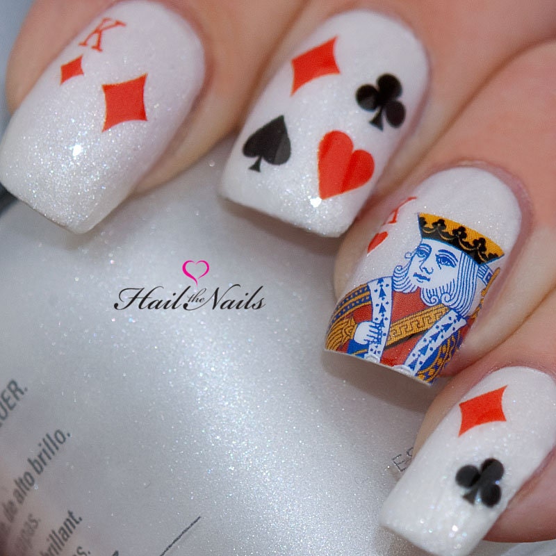 Nail Art Water Transfers Decals Wraps Playing Cards King of Hearts YD078