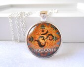 Om Yoga necklace Namaste Zen jewelry Image Pendant Resin Picture pendant Yoga Spiritual jewelry Glass pendant  Birthday Unique Gift for her