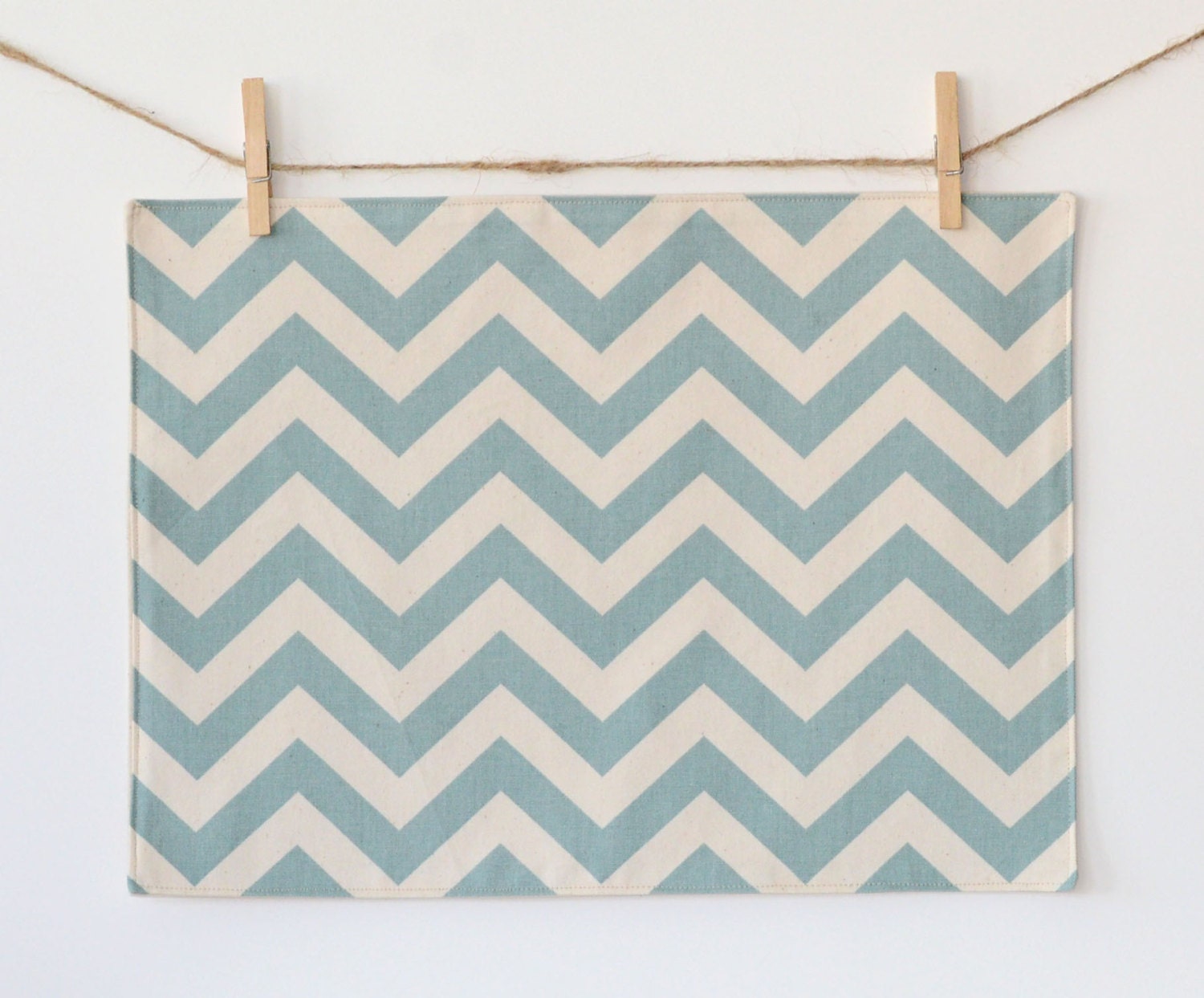 Chevron Placemat - Tiffany Blue/Natural