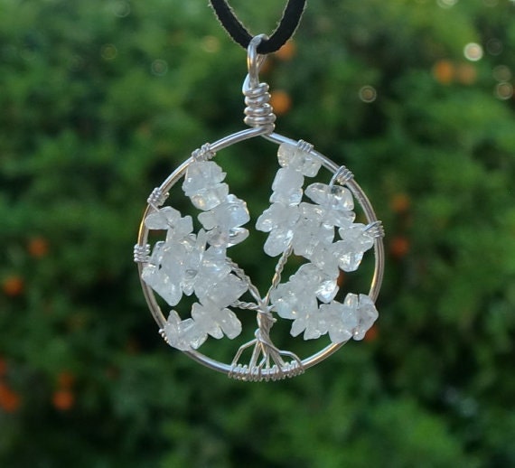 Silver Tree of Life Pendant - Quartz Tree of Life - Sterling Silver Tree of Life - Wire Wrapped Tree Pendant