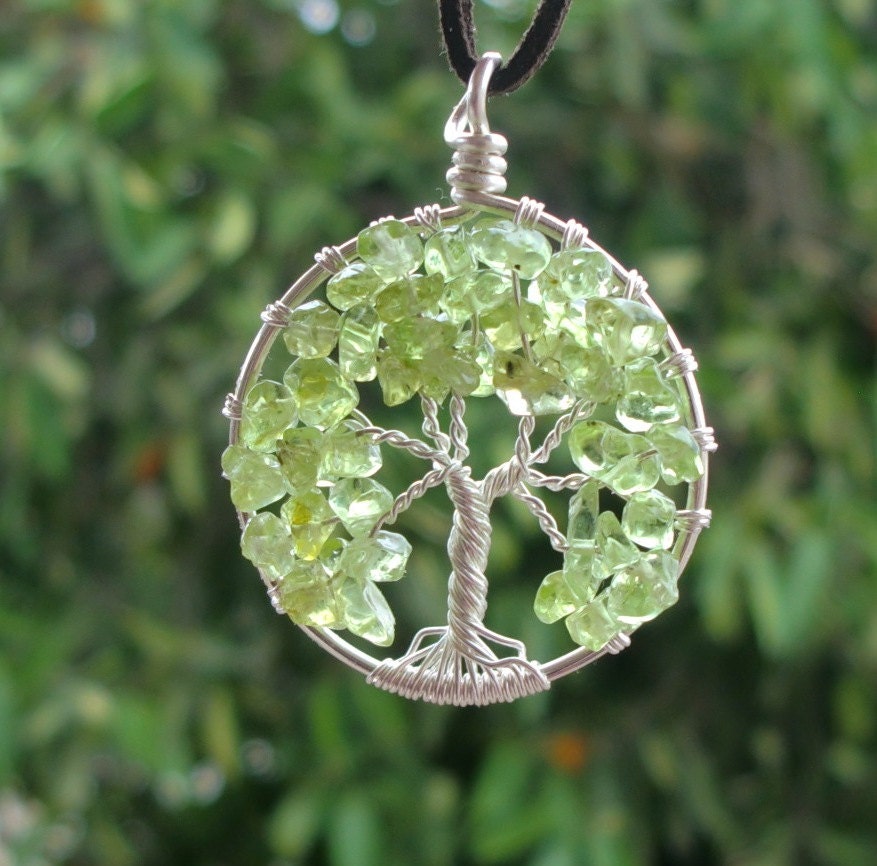Sterling Silver Tree - Peridot Tree of Life - Wire Wrapped Tree - Made to Order