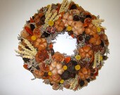 Dried & mixed floral-cotton wreath , Wall decor , table decor , Centerpiece ,floral decor ,wall wreath ,woodland decor - FlowerDecoupage