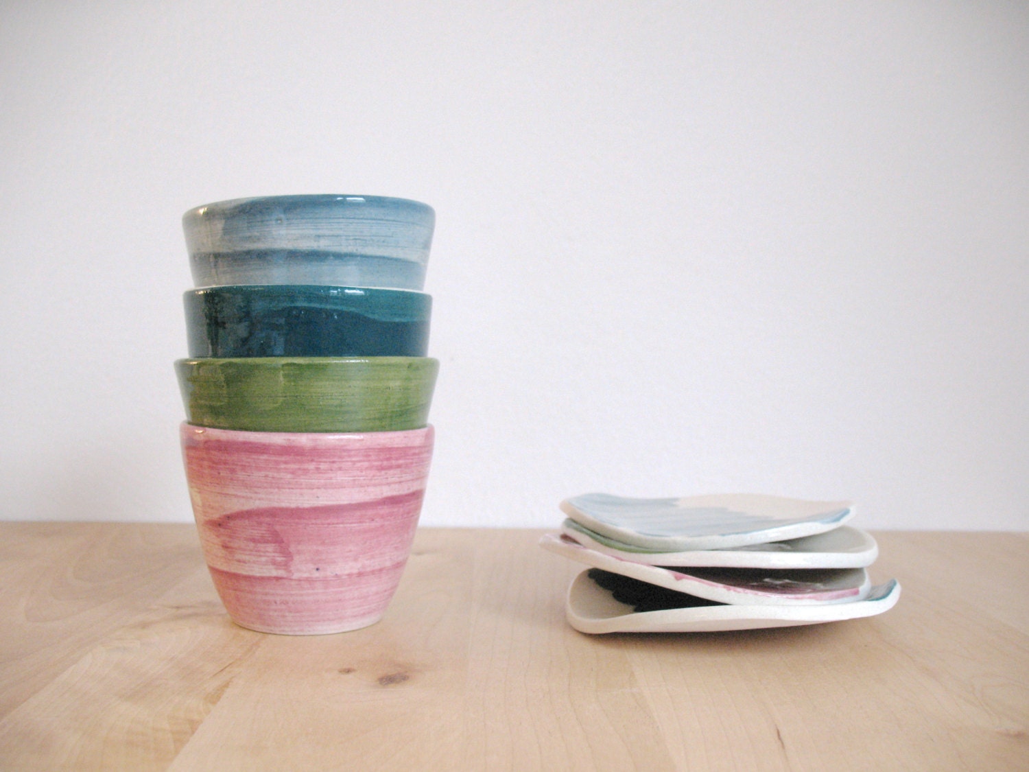 Coffee cup and saucer set Wheel thrown pottery Ceramic cup and plate - ready to ship