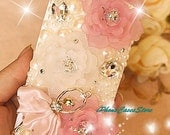 Handmade iPhone 4 case Ballerina iPhone 4s case rhinestone iphone 5 cases Princess iphone case iphone 5 hard case pink Crystal Flower pearl