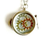 Sprocket Locket Steampunk Necklace mixed metal locket Handmade Graduation Gift Free US Shipping