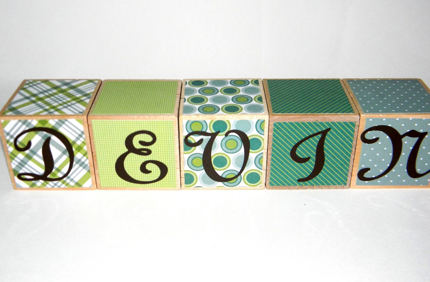 Personalized 2 Inch Childrens Green and Gray Baby Nursery Decor Name Wooden Blocks for Newborn Photo Prop-Valentines Day or Shower Gift