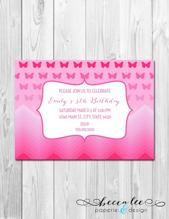 Butterfly Ombre Party Invitation - DIY - Printable Il_570xn