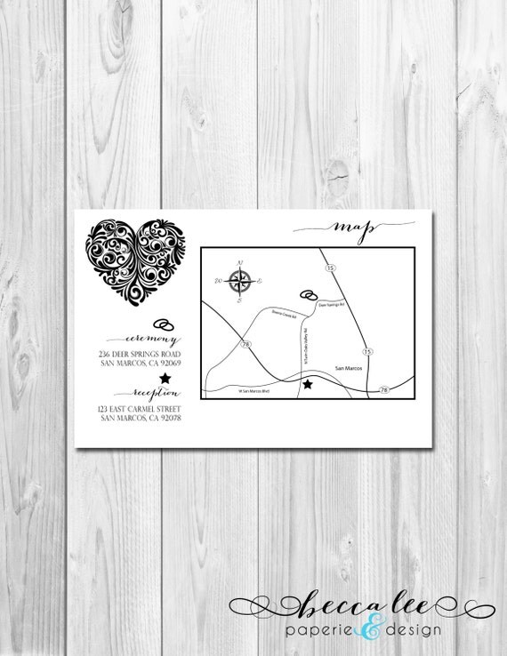 Customizable Event/Wedding Map - Magical Heart - DIY - Printable Il_570xn