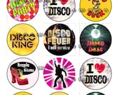 I Love DISCO Digital 1" Bottle Cap Images on a 4x6 Collage Sheet for Crafts or Scrapbooking