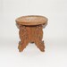 Carved hard wood Indian miniature round vase- ornament stand with separate folding base.