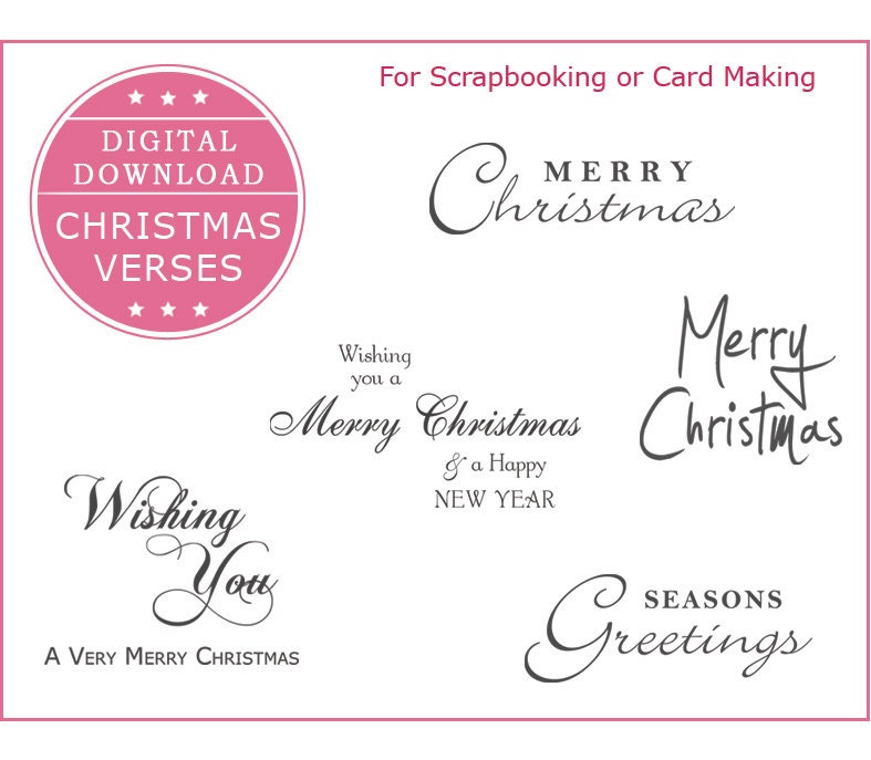 Digital Download - CHRISTMAS Verses Word Art for Scrapbooking or Card Making