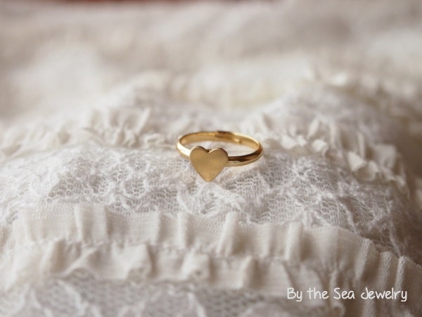 Tiny Heart Raw brass Pinky ring -simple everyday ring -dainty ring