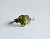 Peridot Green Ring - Brass Green Garden saint patricks day Ring - Adjustable Ring - CraftsGardenOfZen
