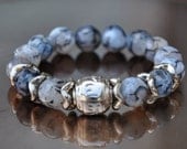 Harmony and Balance  Dragons Vein faceted Large Agate beads , Yoga Bracelet, Gemstone Beaded Bracelet
