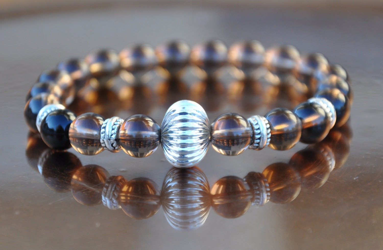 Energy Smoky Quartz Beaded bracelet  ,  Yoga Bracelet , Meditation, Tibetan , Healing Bracelet , Mala