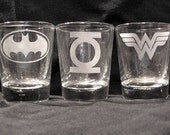 JLA Etched Shot Glass Set