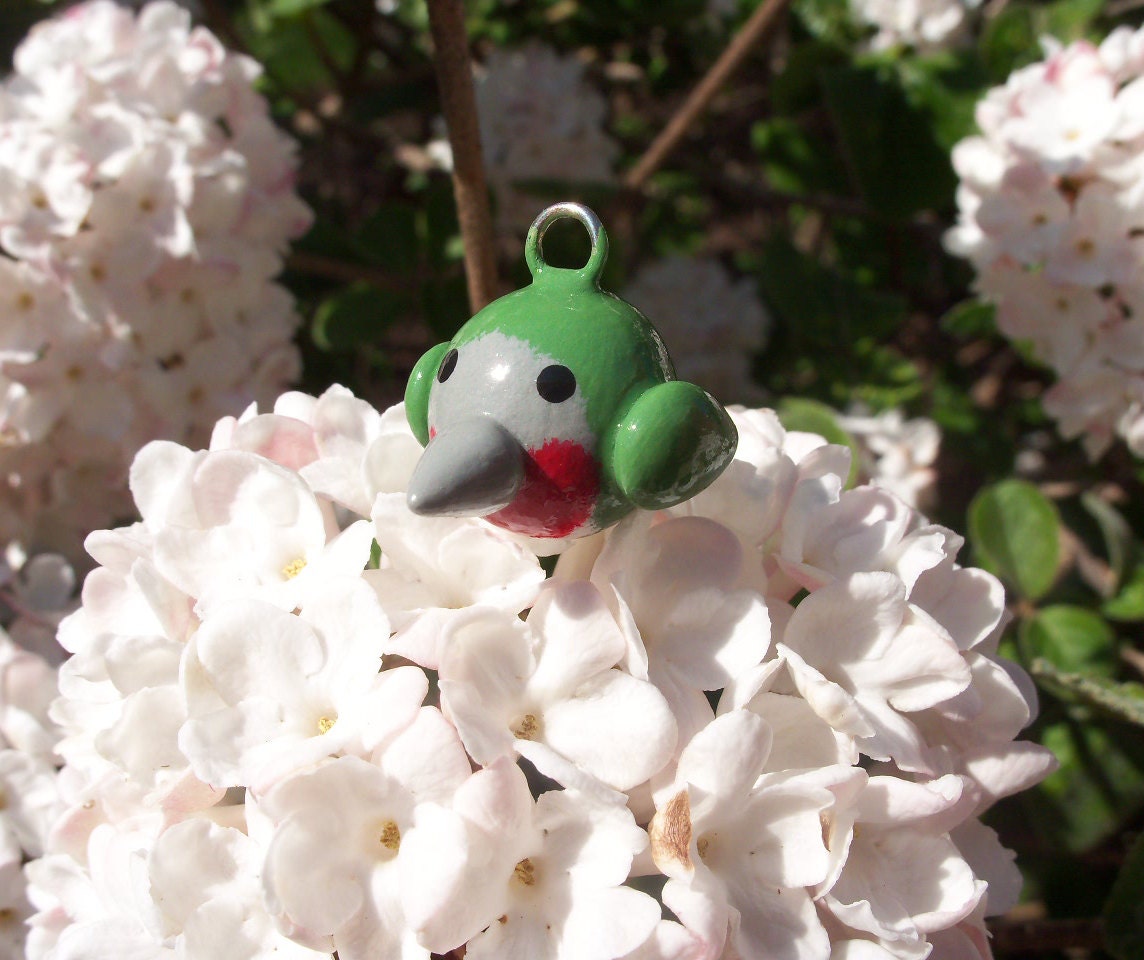 Ruby Throated Hummingbird Charm - Handcrafted Polymer Clay Jewelry - Charm for Charm Bracelets, Earrings, Cell Phone Strap