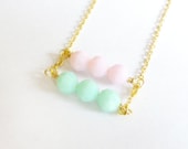 Mint and Pink Necklace. Color Block Necklace. Simple Necklace. Everyday Necklace. Minimalist.