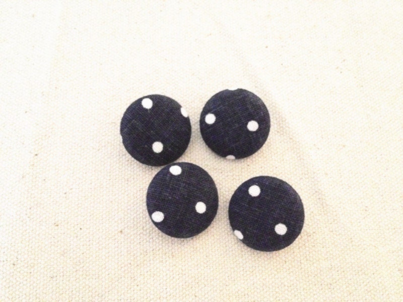 Let Us Go Sailing- Dark Navy Blue,  Polka Dot,  Handmade Fabric Buttons, Nautical, Sea, Button Set