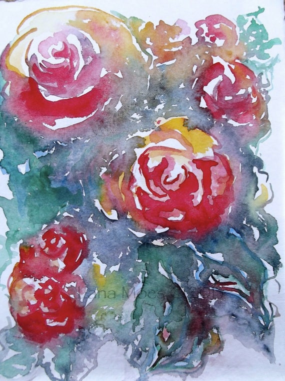 Abstract Floral Watercolor Painting on 100% handmade watercolor paper by Lana