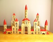 Vintage CastleBlocks Wooden Block Set, Castle Building Block Set, Non-toxic Wood Blocks, Childrens Toy