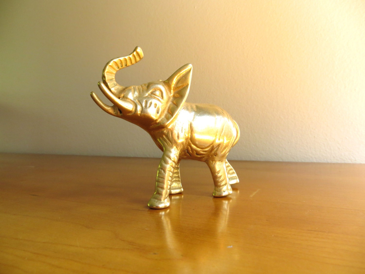 Vintage Brass Baby Elephant Figurine, Elephant Statue, African Animal Collectible, Paperweight