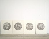 ANTIQUE cards, vintage seasons print, angels illustration