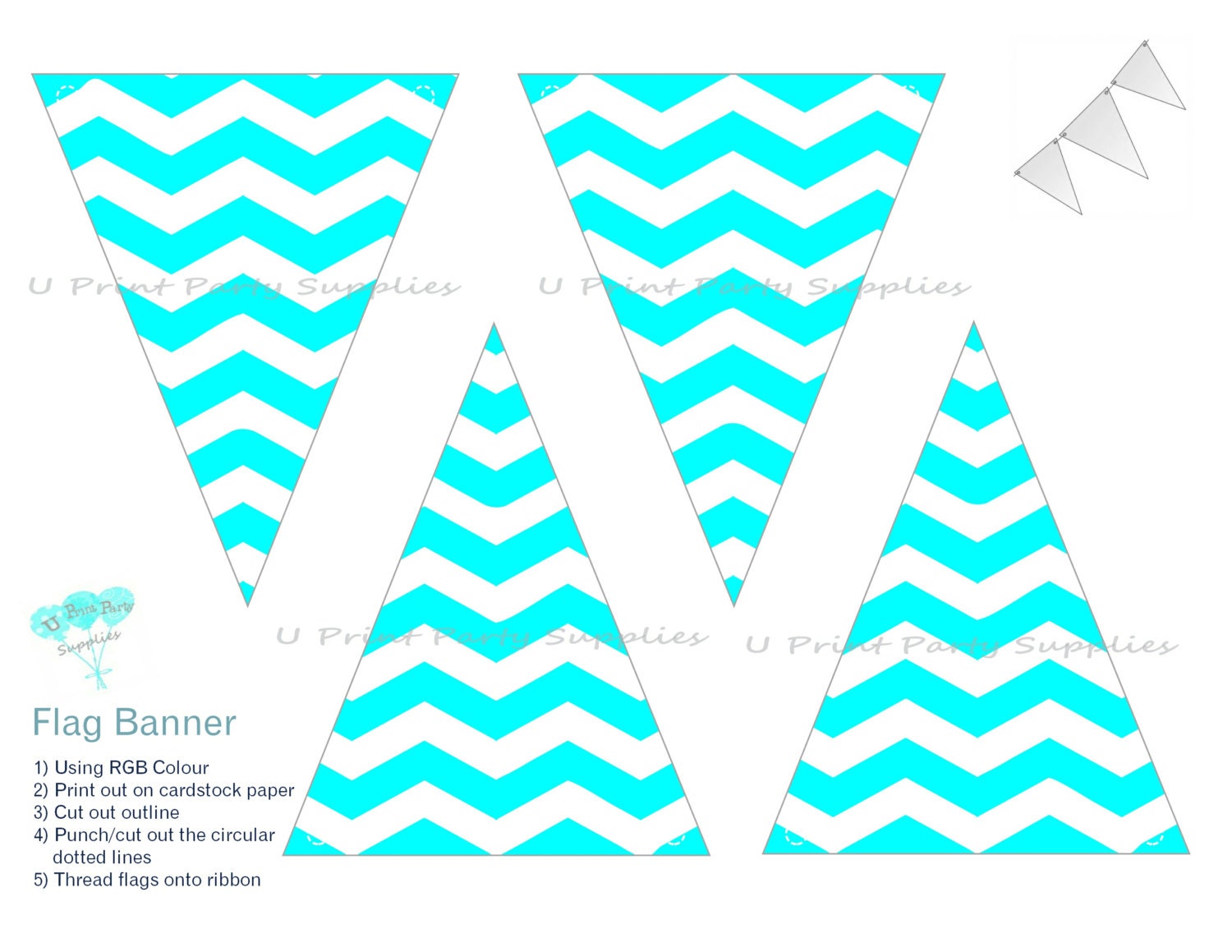 Chevron Banner Flag Banner Instant by UPrintPartySupplies on Etsy