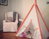 Chevron Tent with Solid Sleeves 44" Size or Pick your color Teepee play fort Made to Order Tents - Theteepeeguy