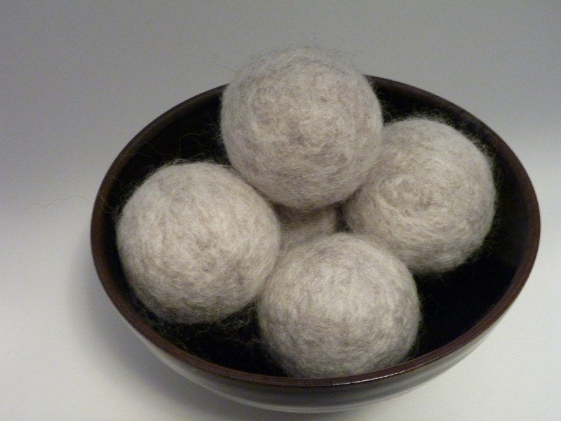 felted wool dryer balls for the eco-friendly     Set of 5