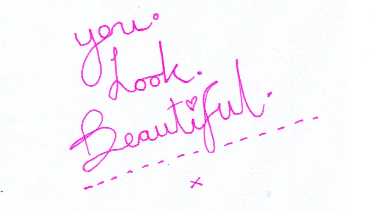 You look beautiful A4 digital art typographic print.pink type beautiful print.indie typography print.linear type art print.love art print.