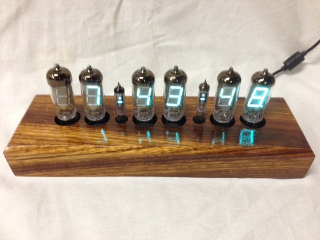 6 Digit VFD Tube Clock with Zebrawood