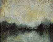 Original Painting Stormy Lake - 18 x 18 Inch - Modern Seascape - Dreamy Soft Muted Colors