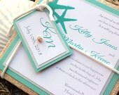 Wedding Invitations Beach Destination Tiffany Blue-White-Silver