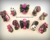 Spooky Candy full false/fake 3D nails with skulls gothic lolita punk rokku gyaru creepy cute :)