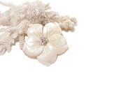 White shell necklace Flower necklace White necklace  flower Bridal necklace Wedding Israeli Jewelry - FestiJe