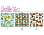 Crib Sheet - Toddler Bed Sheet - Raccoons Fox Trees Mushrooms Blue Green Brown Orange - Woodland Pals - Custom Made By BellaToo