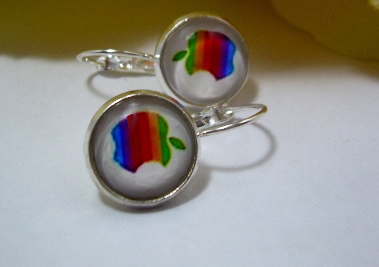 Mac Logo Earrings, Leaverback, Techie, Computer, Geek, Handmade,Jewelry,Under 15, Gift for Her, Gift Guide