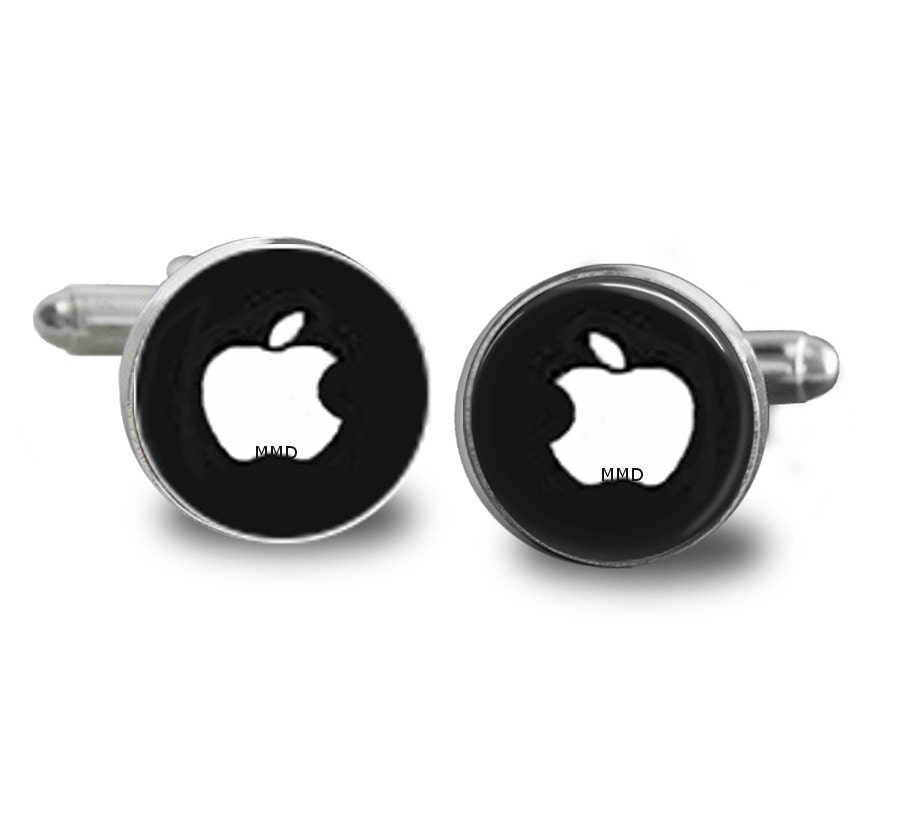 Apple Logo Handmade Cuff Links - Steve Jobs- Fathers Day - Birthday - Graduation - Gift Boxed