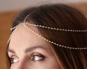 Moonstone Headpiece, Bridal Chain Headpiece, Bohemian Wedding Jewelry, Bridal Headpiece, Jacquie Aiche, FREE SHIPPING