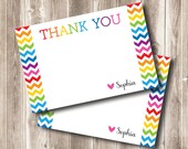 Rainbow Chevron Personalized Thank You Cards - DIY Printable - favor tags, party decorations Rainbow Party and Art Party Il_170x135