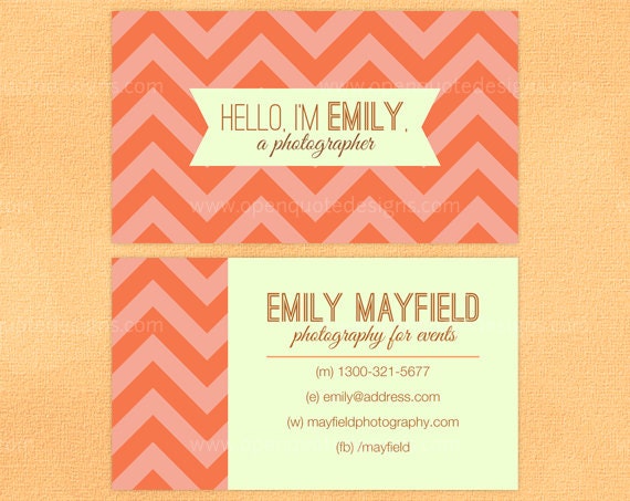 Business Card Chevron Professional Calling Card Mommy Card Digital Printable PDF