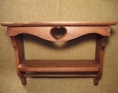 Pine Shelf, Towel Bar, Wall Hanging, Kitchen Shelf, Bathroom Organizer, Country Home Decor, Heart Cut Out, Stained Wood, TKSPRINGTHING